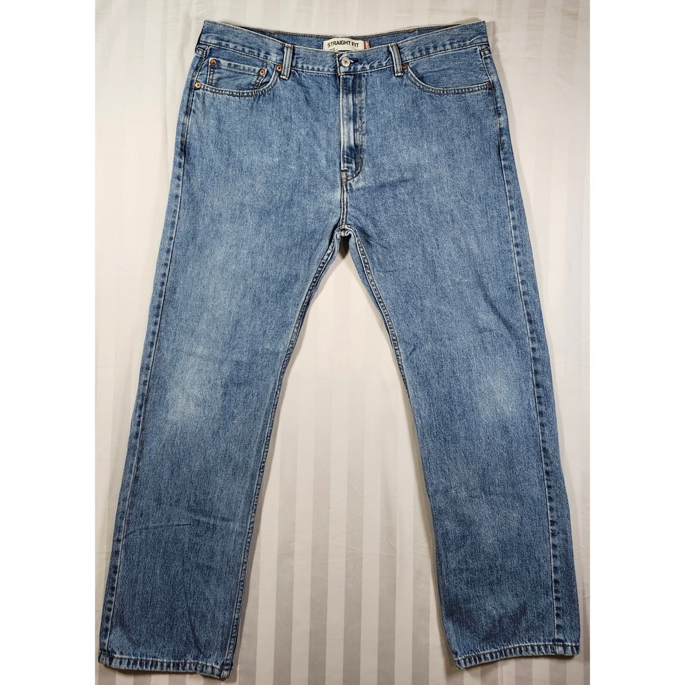 Y2K Red Tab Levis 505 Straight Fit Jeans Mens 40x32 Light Wash Denim Blue